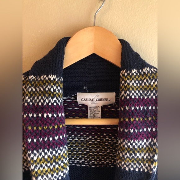 Casual Corner Embroidered Cardigan Floral Women’s Sweater Long Sleeve Size M - Picture 9 of 15